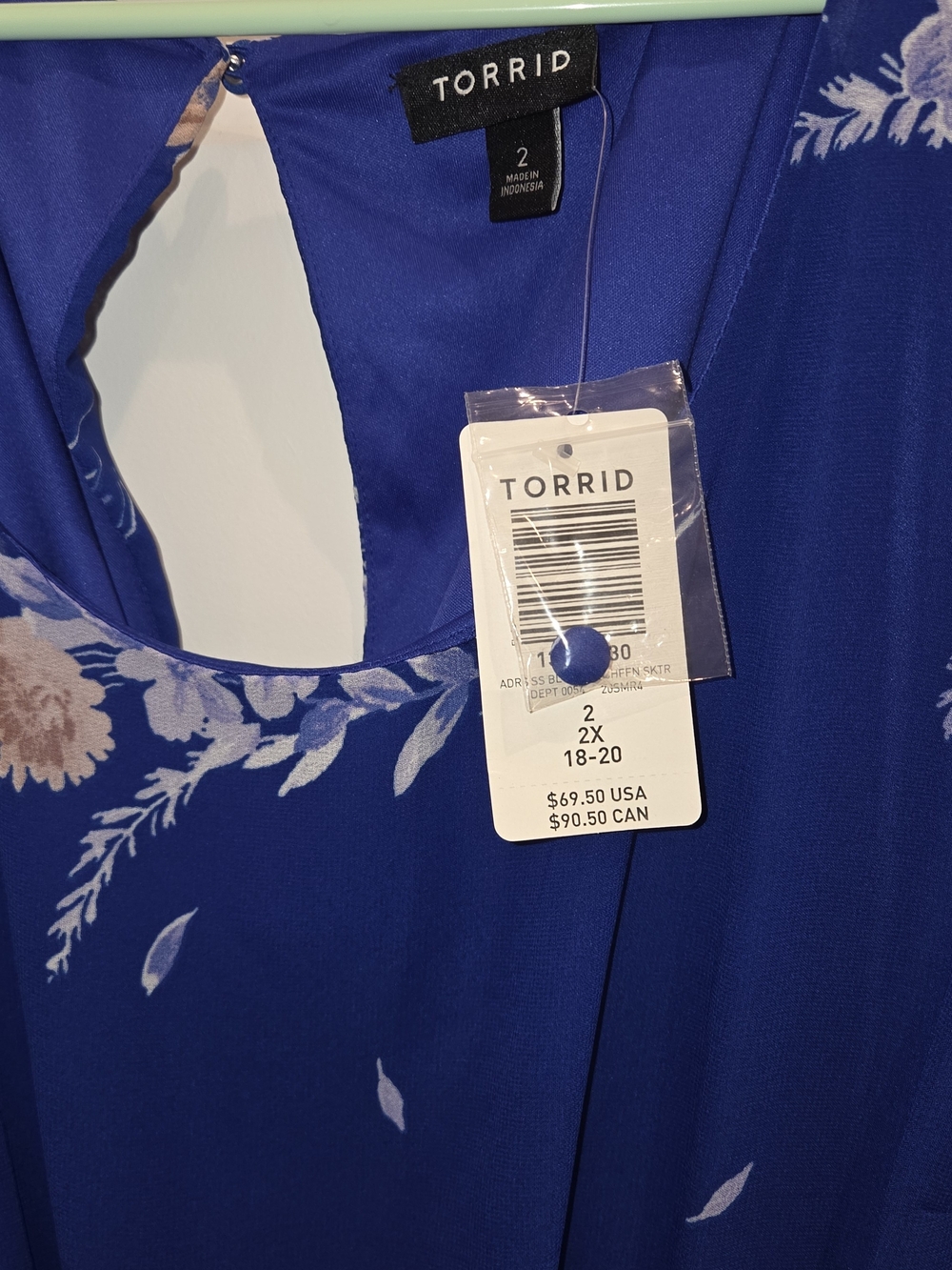 torrid Blue Floral Tiered Midi Dress with Cream and Tan Blooms - Picture 5 of 10